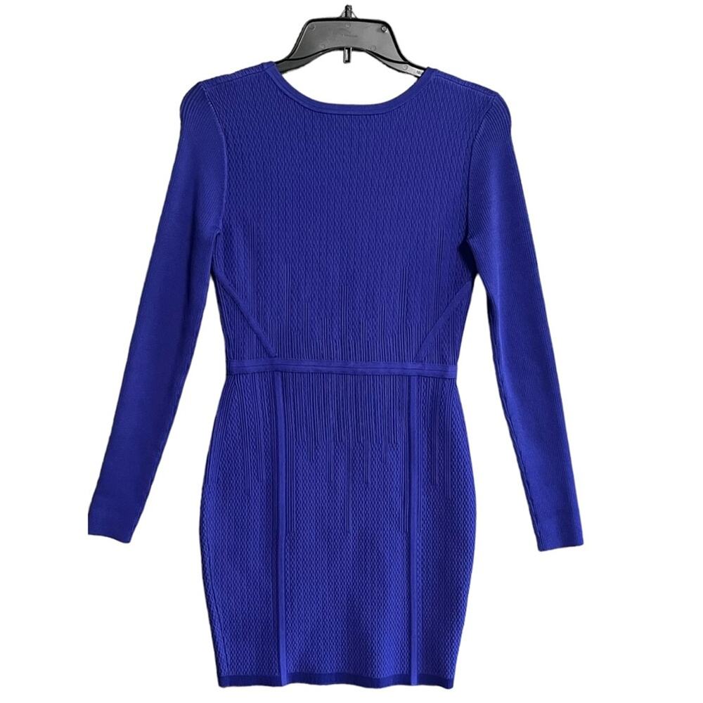 Diane Von Furstenberg Bandage Bodycon Dress S/M Blue Knit Long Sleeve Cocktail - Picture 6 of 9